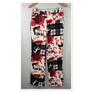 St. John Sport By Marie Gray Gothic Graphics Art Deco Flare Pants Sz 2